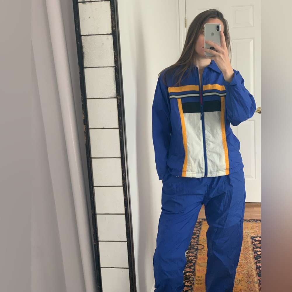 VTG 90s Reebok Tracksuit Jacket & Pants Windbreaker Nylon Geometric S XS